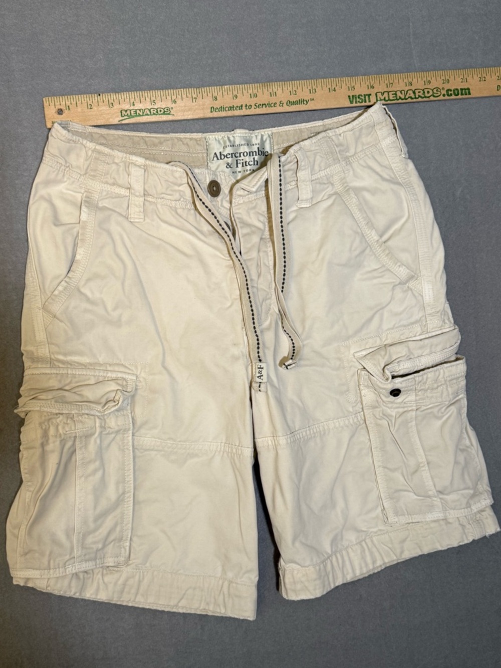 Vintage Abercrombie & Fitch Cargo Shorts Mens 36 Khaki Button Fly Pocket Y2K